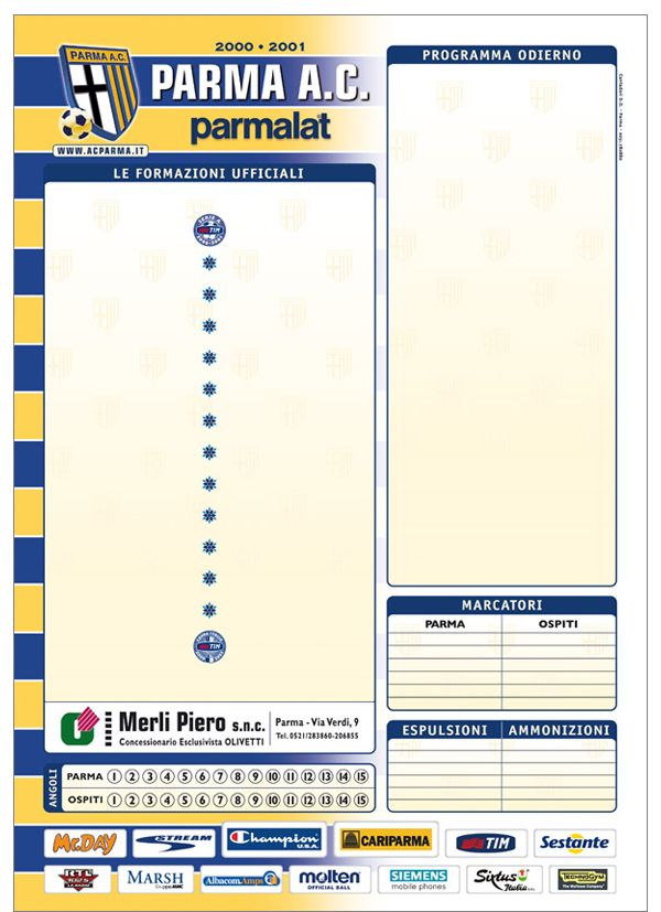 Parma Calcio - Scheda match 2000/01