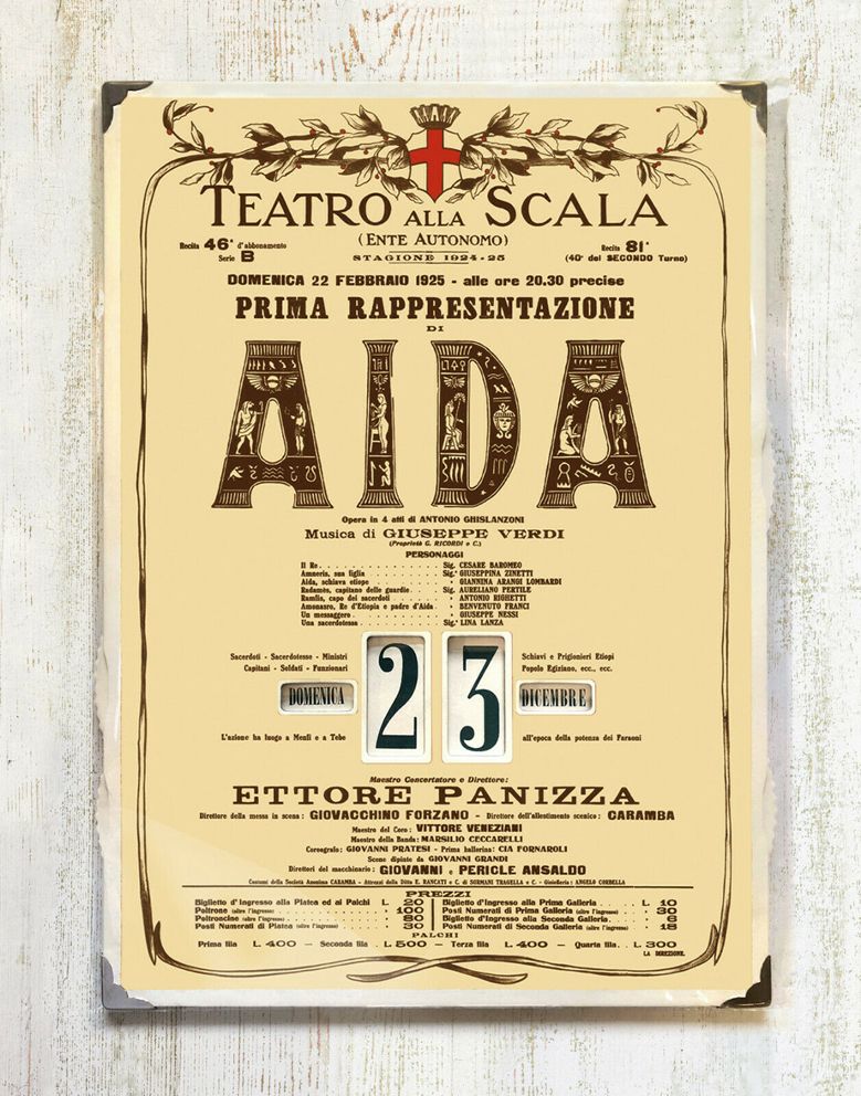 Calendario perpetuo Giuseppe Verdi AIDA alla Scala di Milano