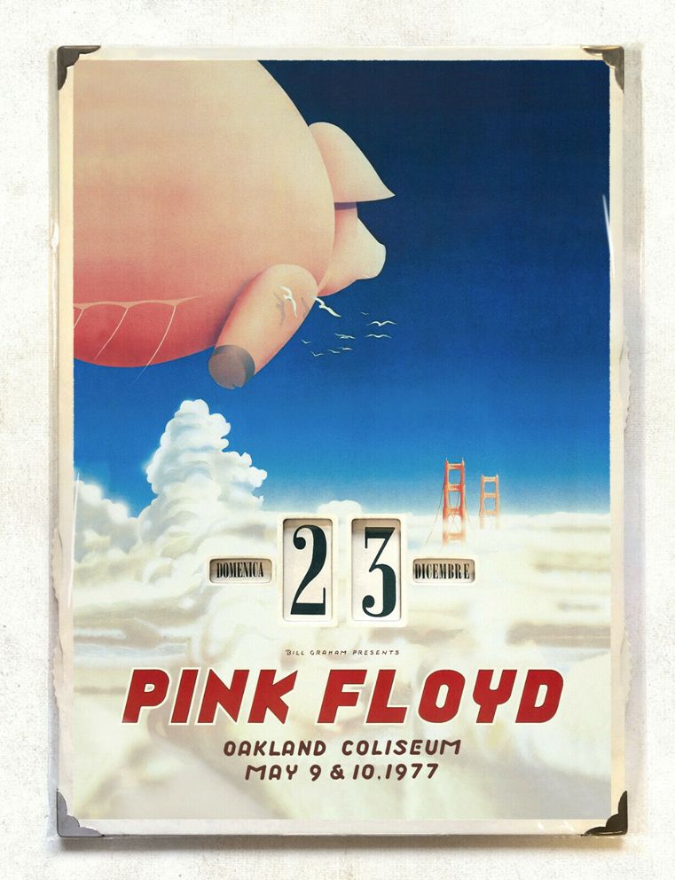 Raro Calendario perpetuo da parete Pink Floyd - Concerto Oakland Maggio 1977