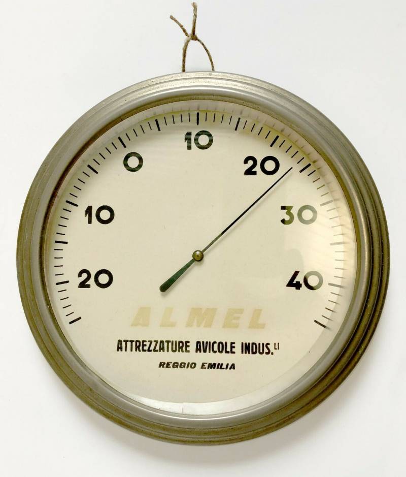 Termometro pubblicitario da parete in metallo marca ALMEL vintage